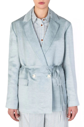 Cupro Linen Double Breasted Blazer