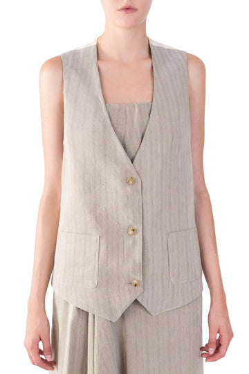 Reversible Tailoring Linen Vest