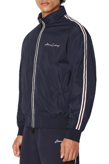 Nylon blouson with contrasting band